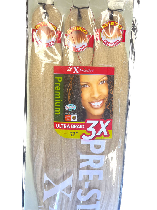 52" 3X X-pression Pre-stretched Braiding Hair- #613