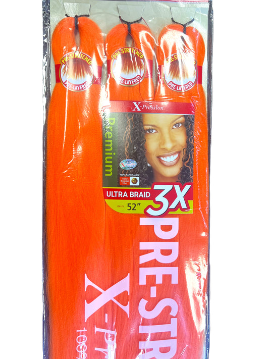 52" 3X X-pression Pre-stretched Braiding Hair- Pumpkin Spice