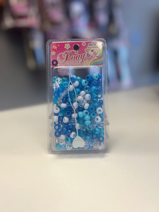 Large Round Pony Assorted Beads- Blue